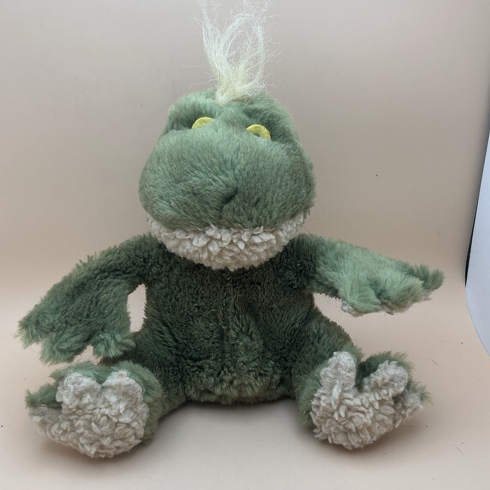 Vtg 2000 Dr Noys Pet Toysâ 8" Frog Plush Green Sherpa Feet WORKS Squeaker RARE